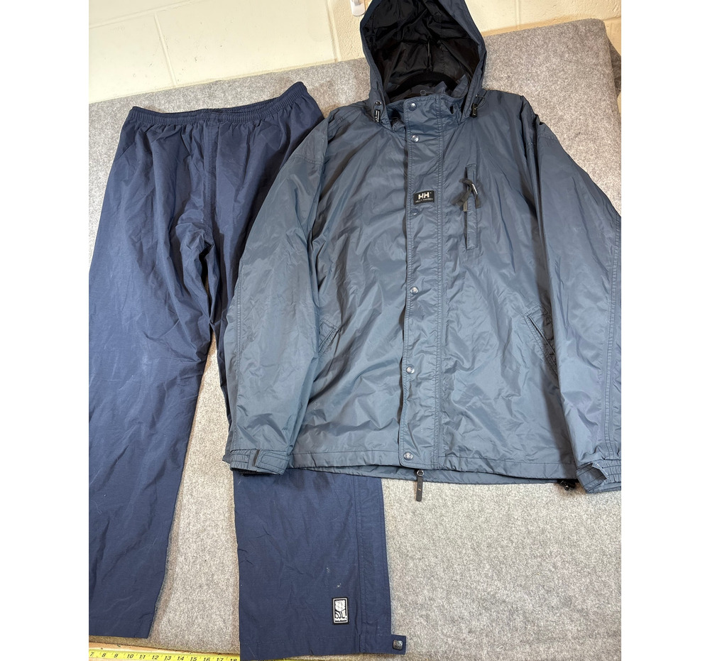 Helly Hansen Rain Jacket Pants Set Sz 2XL Blue Helly Tech Waterproof Hooded Gorp
